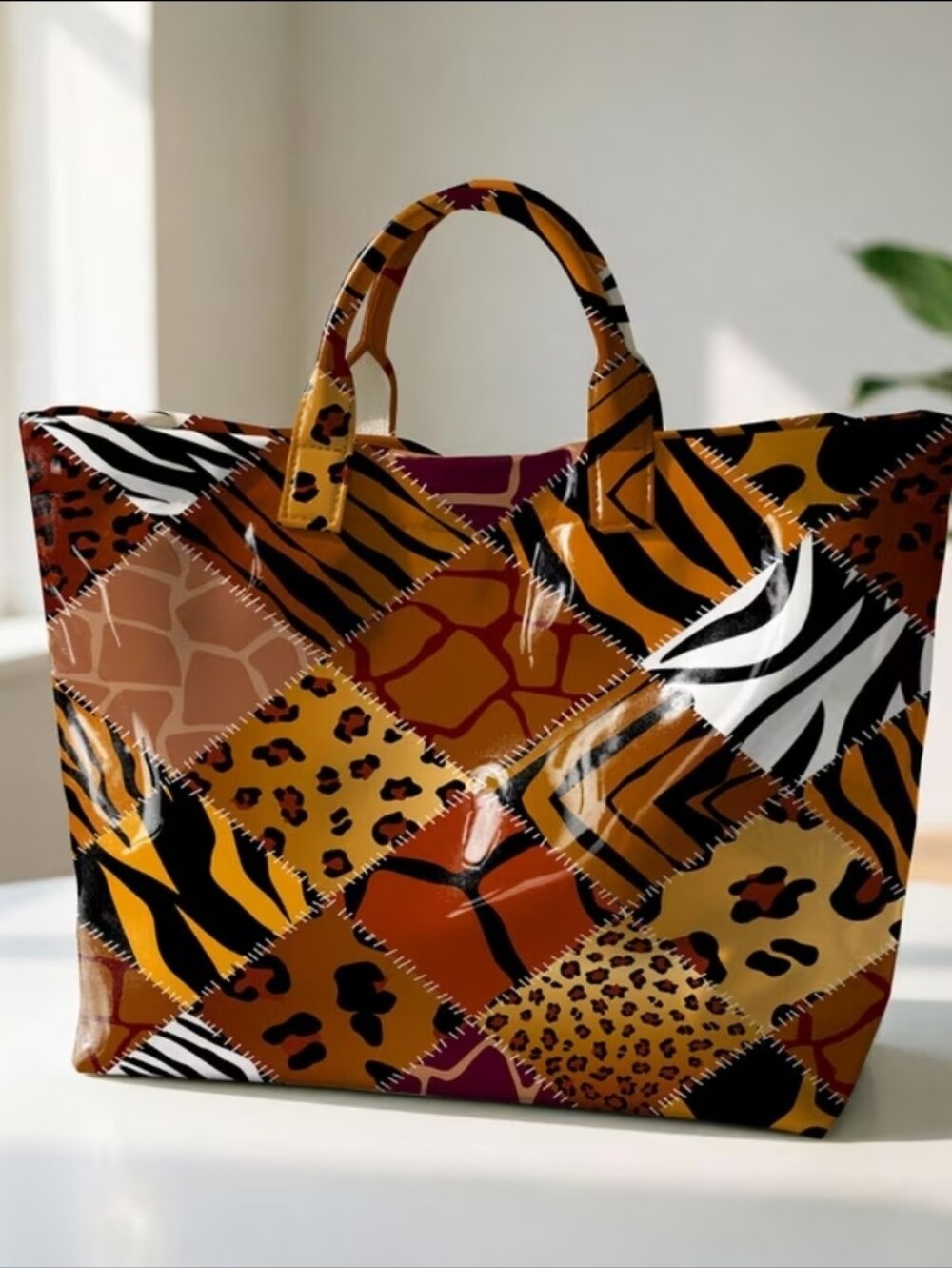 Women Zebra Print Large Tote Bag